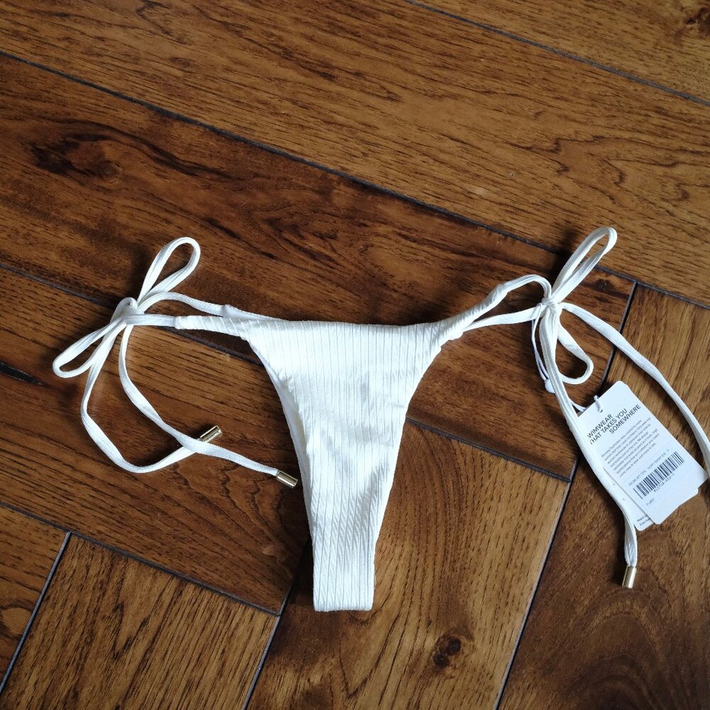 NWT Monday Swimwear Palma Bottom โ Petite (P) โจ Ivory (Shiny Rib) - Picture 5 of 10